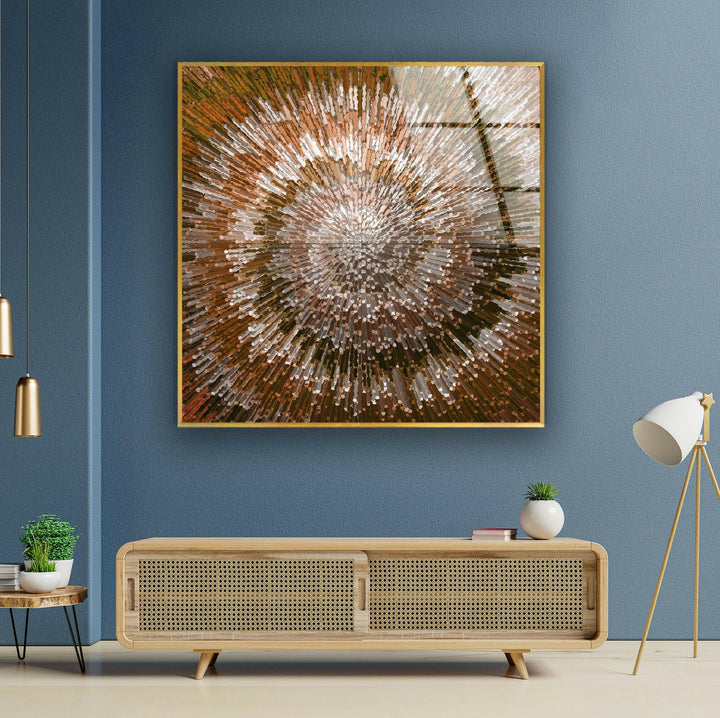 Bronze Abstract Sunburst Glass Wall Art