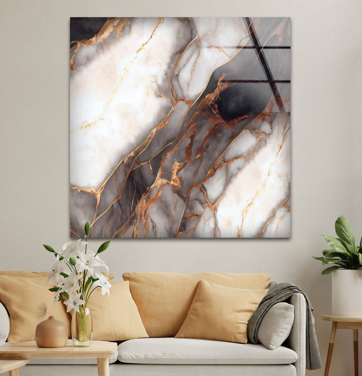 White Marble gold ink glass wall decoration