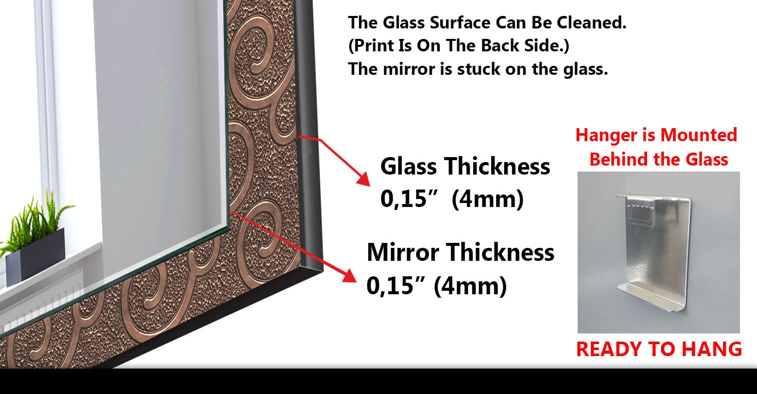 Abstract Tempered Glass Wall Mirror