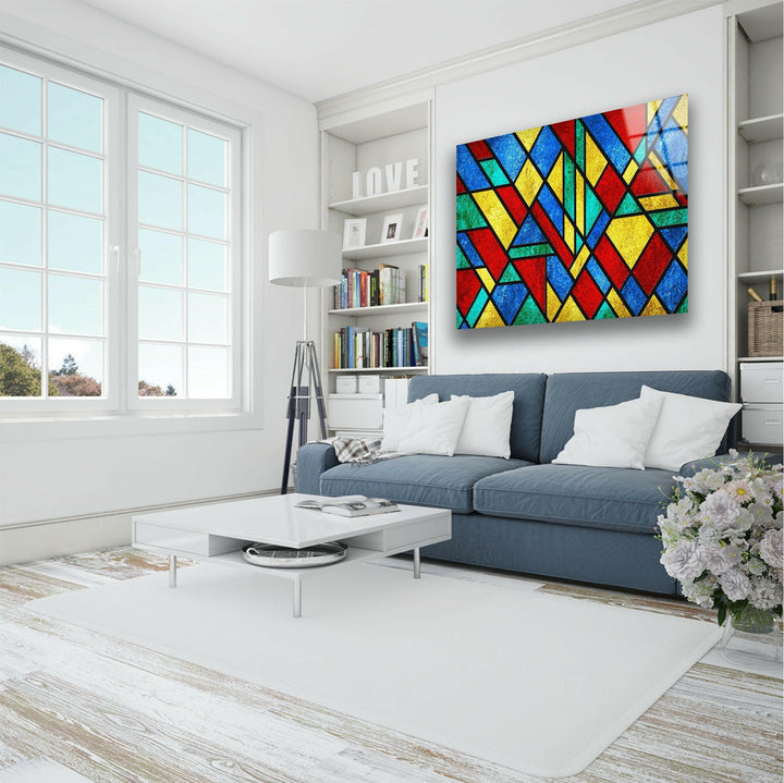 Stained Geometric Art Glass Wall Art glass pictures for Wall, glass prints wall art