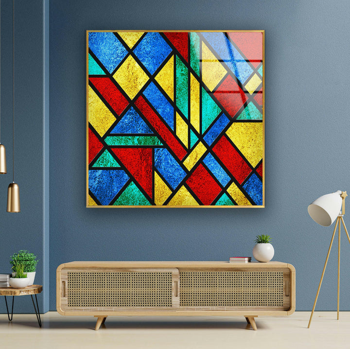 Stained Geometric Art Glass Wall Art large glass photo prints, glass wall photos