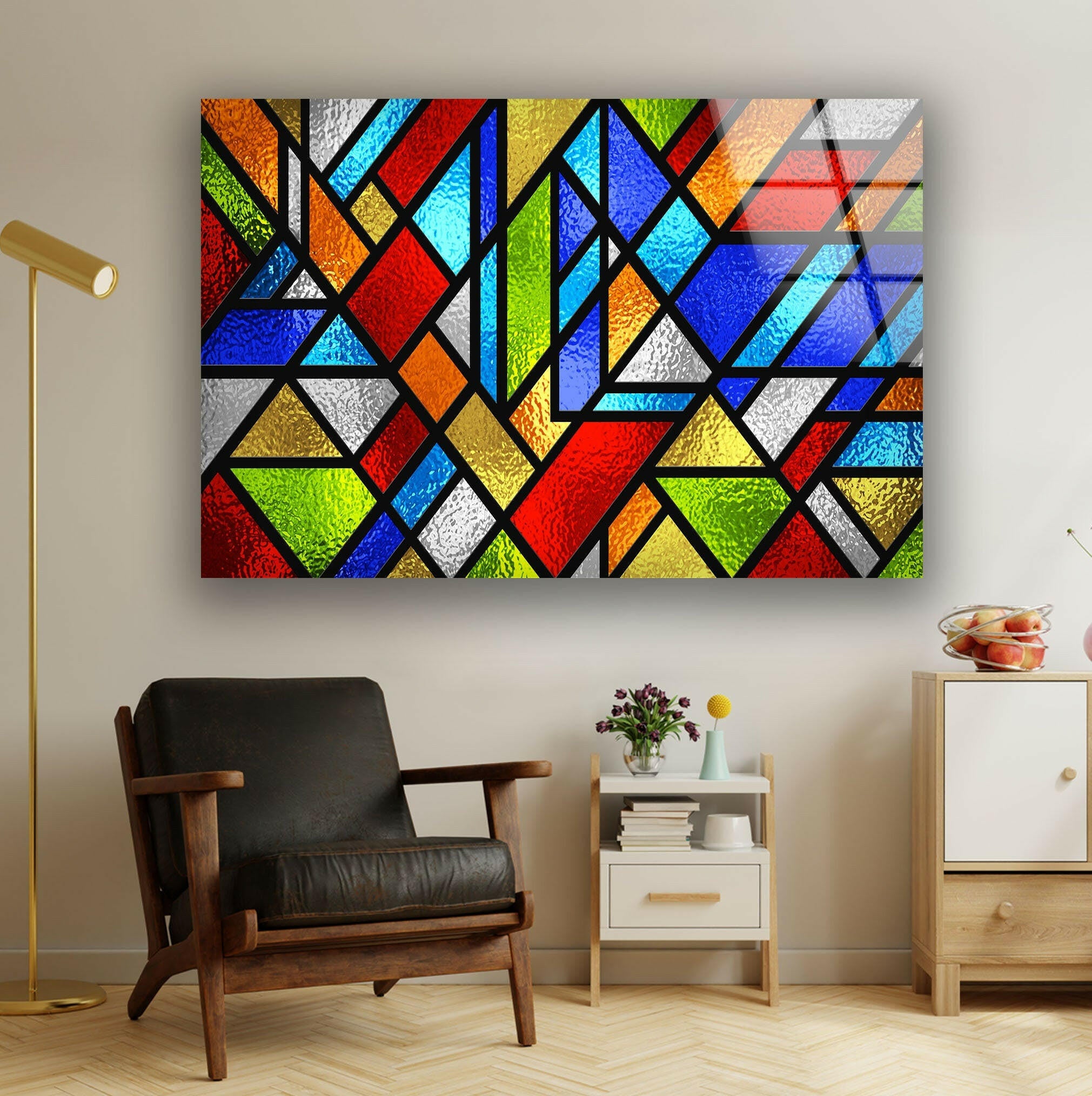 Fractal And Cool Stained Tempered Glass Wall Art