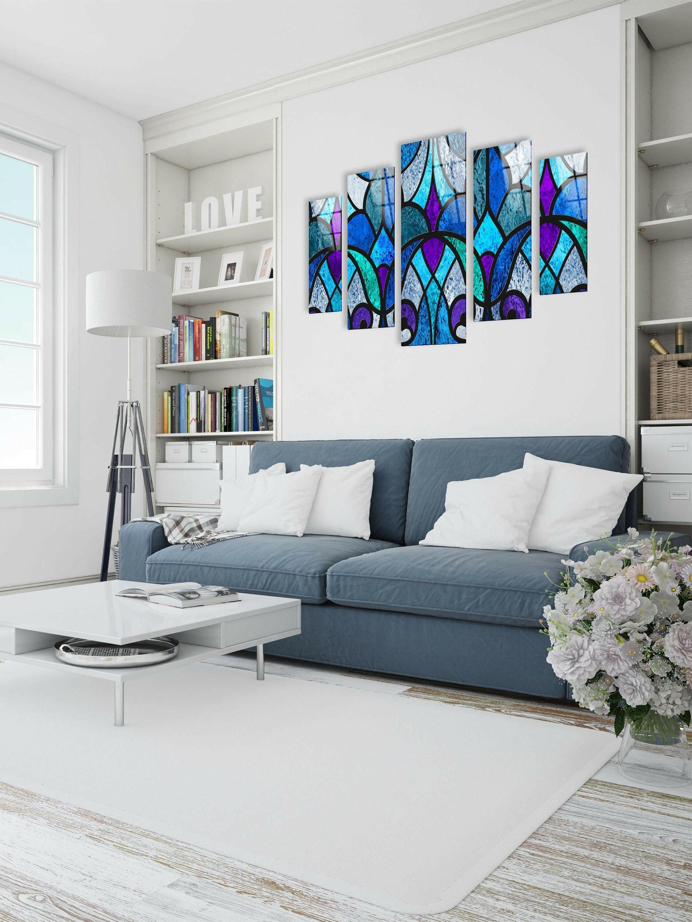 Blue Stained Tempered Glass Wall Art