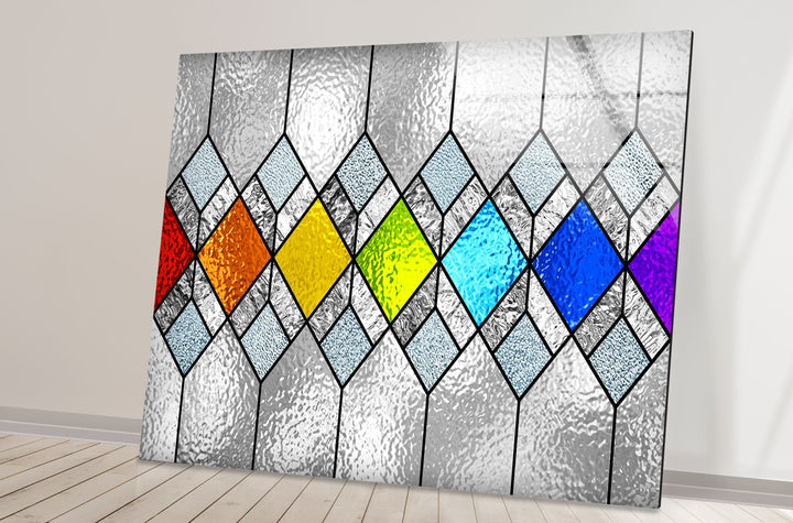 MultiColored Diamonds Glass Wall Art custom glass photo prints, large glass prints