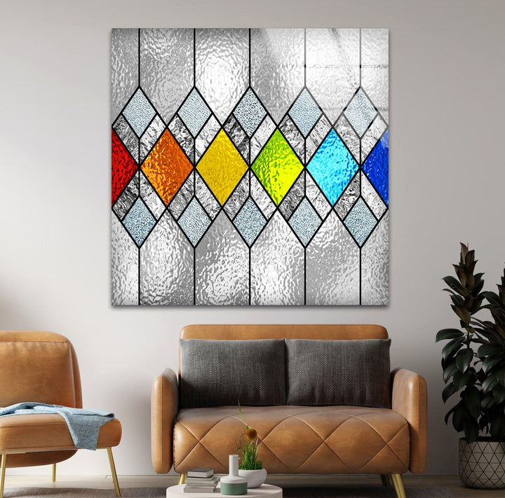 MultiColored Diamonds Glass Wall Art picture on glass wall art, photos printed on glass