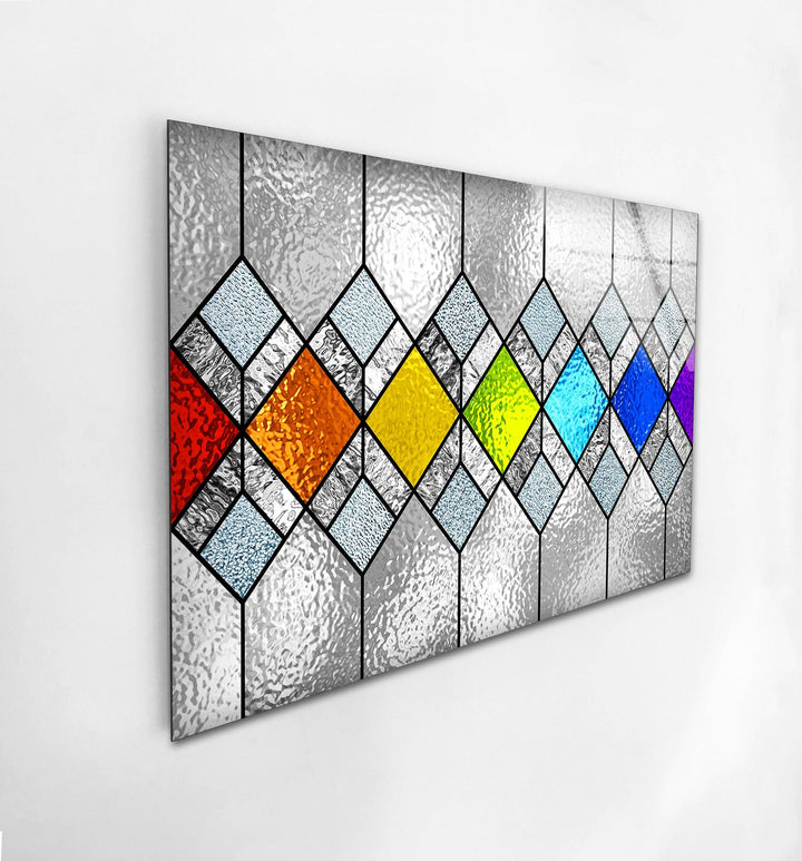 MultiColored Diamonds Glass Wall Art print on glass, glass printed photos