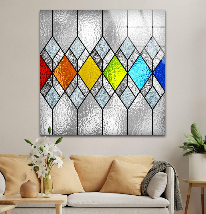 MultiColored Diamonds Glass Wall Art art glass wall art, glass wall art pictures