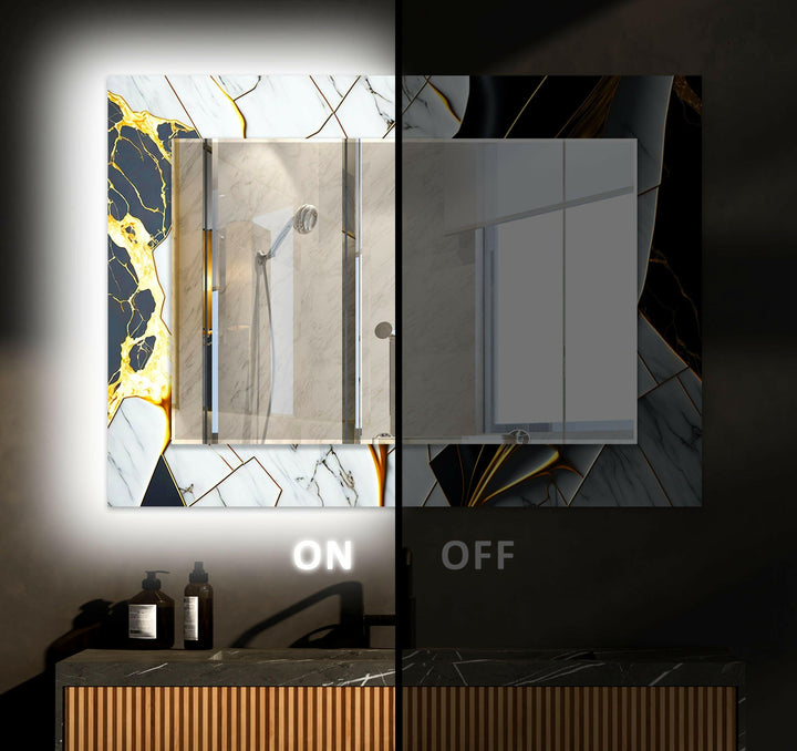 White & Black Gold Wall Mirror Stained Glass Wall Mirror
