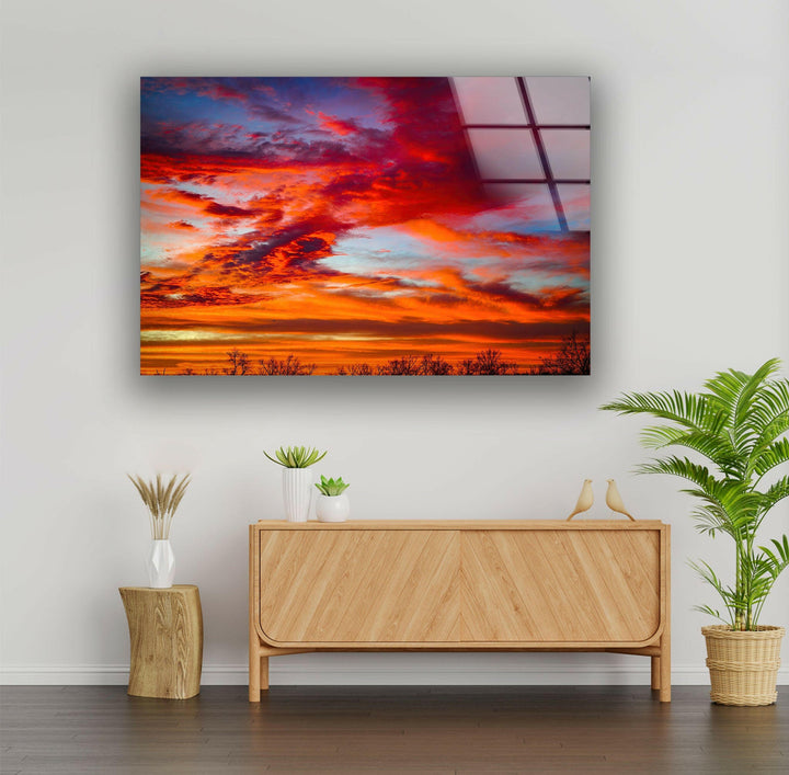A beautifully captured sunset with radiant clouds, enhancing any modern space.
