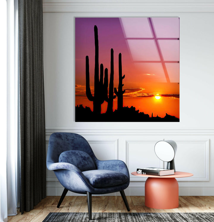 Sonoran Desert Phoenix Arizona Glass Wall Art, picture on glass wall art, photos printed on glass