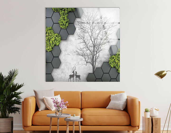 Sleek and contemporary geometric art piece with a blend of modern and organic elements.
