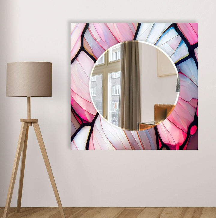 Stained Pink White Wall Mirror Black Wall Mirror
