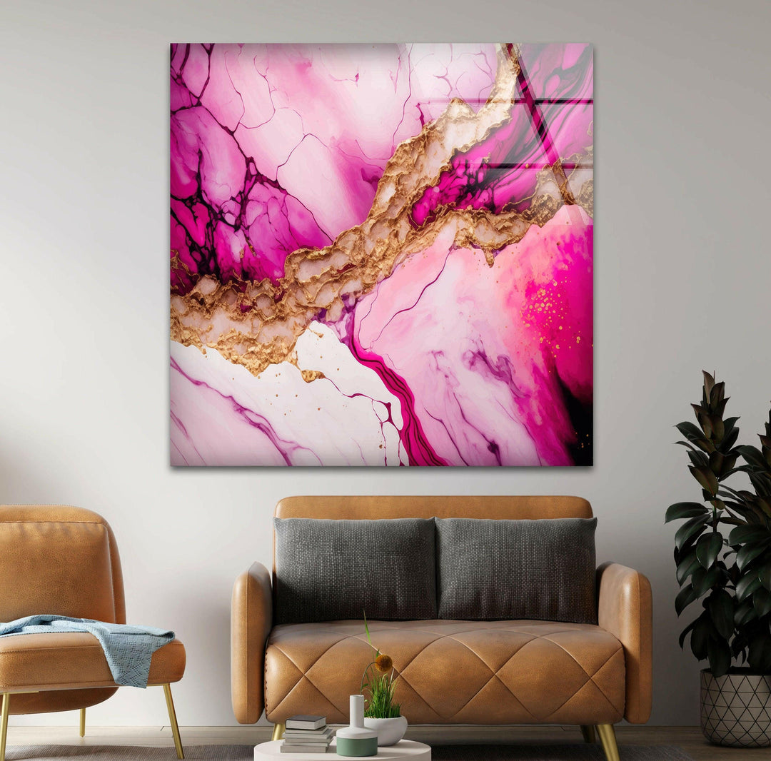 Violet Pink Alcohol Ink Glass Wall Art, glass image printing, glass prints from photos