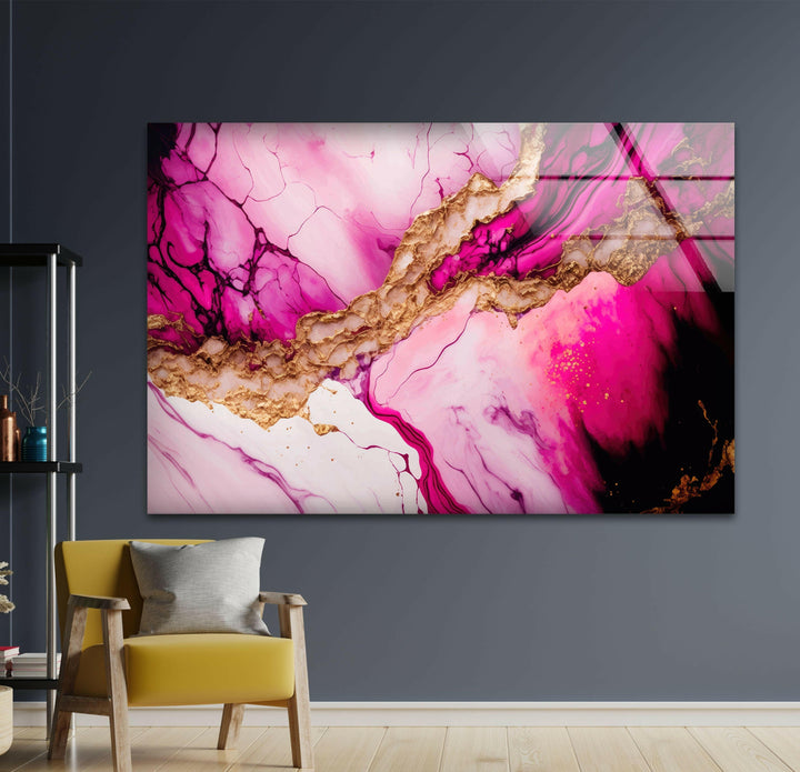 Violet Pink Alcohol Ink Glass Wall Art, glass photo prints, glass picture prints