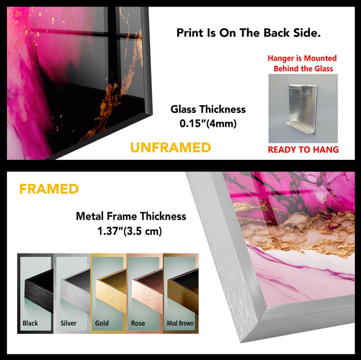 Violet Pink Alcohol Ink Glass Wall Art, Glass Printing Wall Art, Print photos on glass
