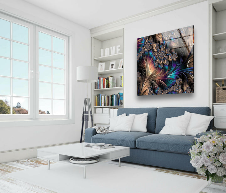 Copper Abstract Fractal Glass Wall Art print on glass, glass printed photos

