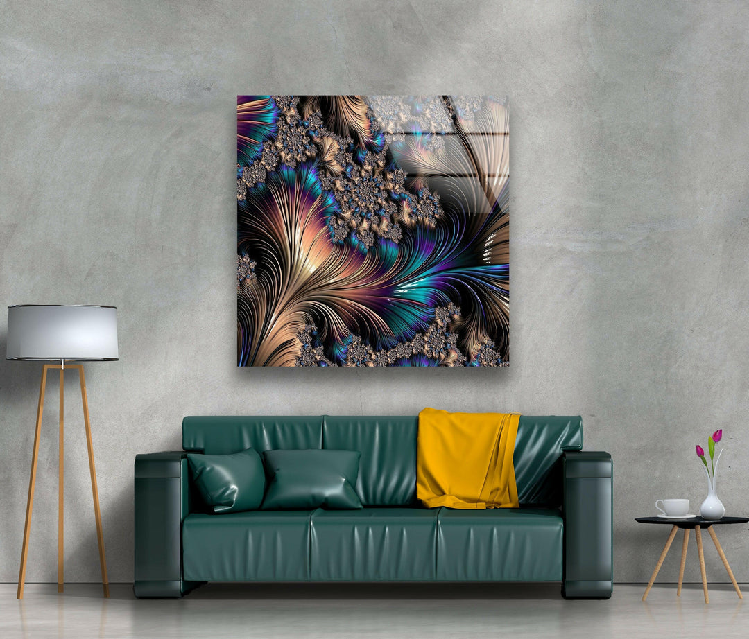 Copper Abstract Fractal Glass Wall Art large glass photo prints, glass wall photos
