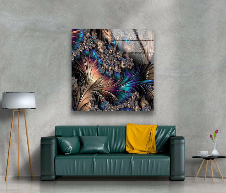 Copper Abstract Fractal Glass Wall Art large glass photo prints, glass wall photos
