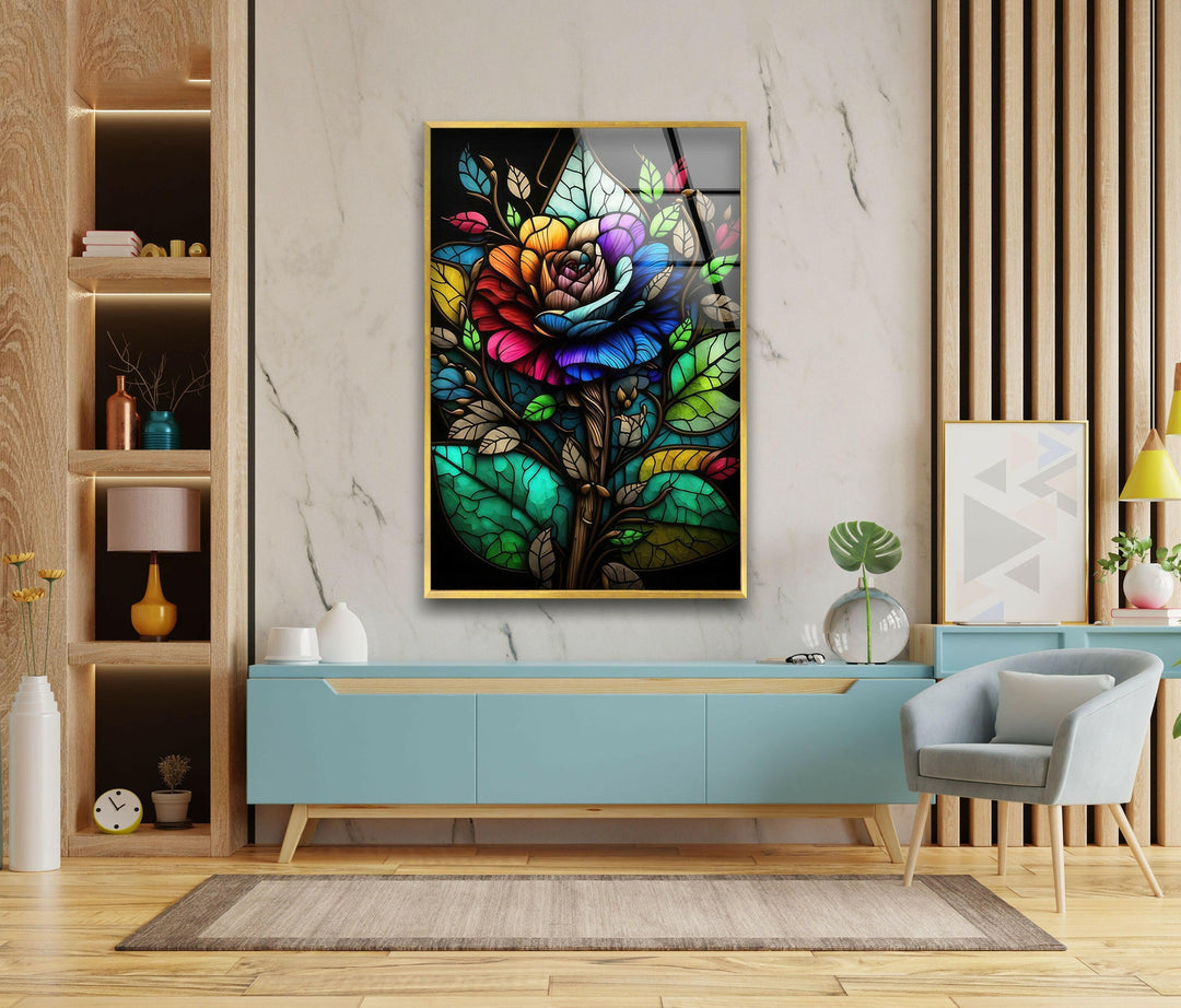 Flower Design Stained Glass Wall Art glass photo prints, glass picture prints