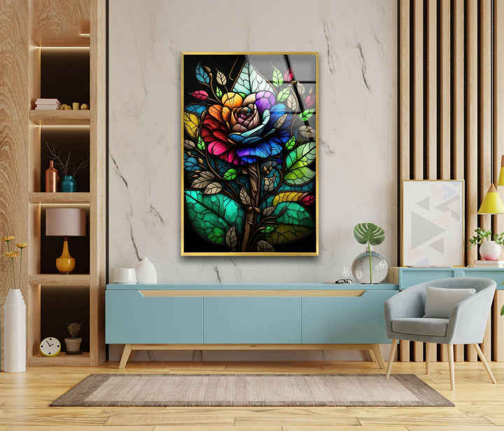 Flower Design Stained Glass Wall Art glass photo prints, glass picture prints