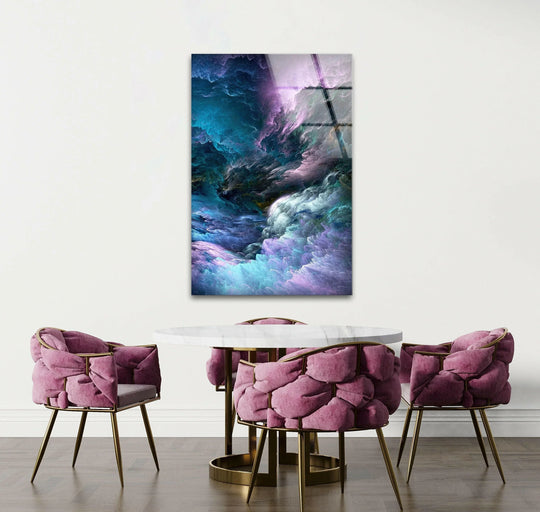 Purple Clouds Abstract Glass Wall Art Glass Printing Wall Art, Print photos on glass
