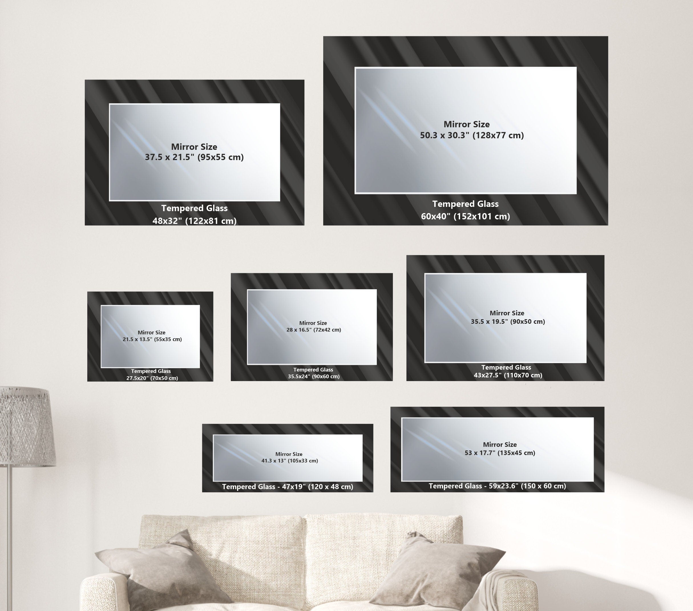 Stained Tempered Glass Wall Mirror