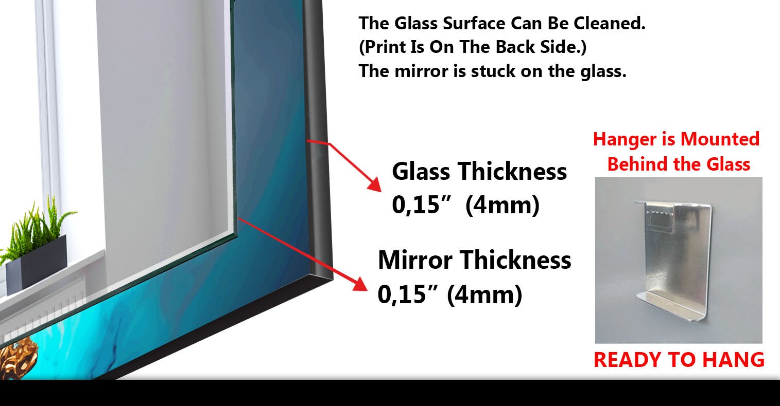Abstract Tempered Glass Wall Mirror