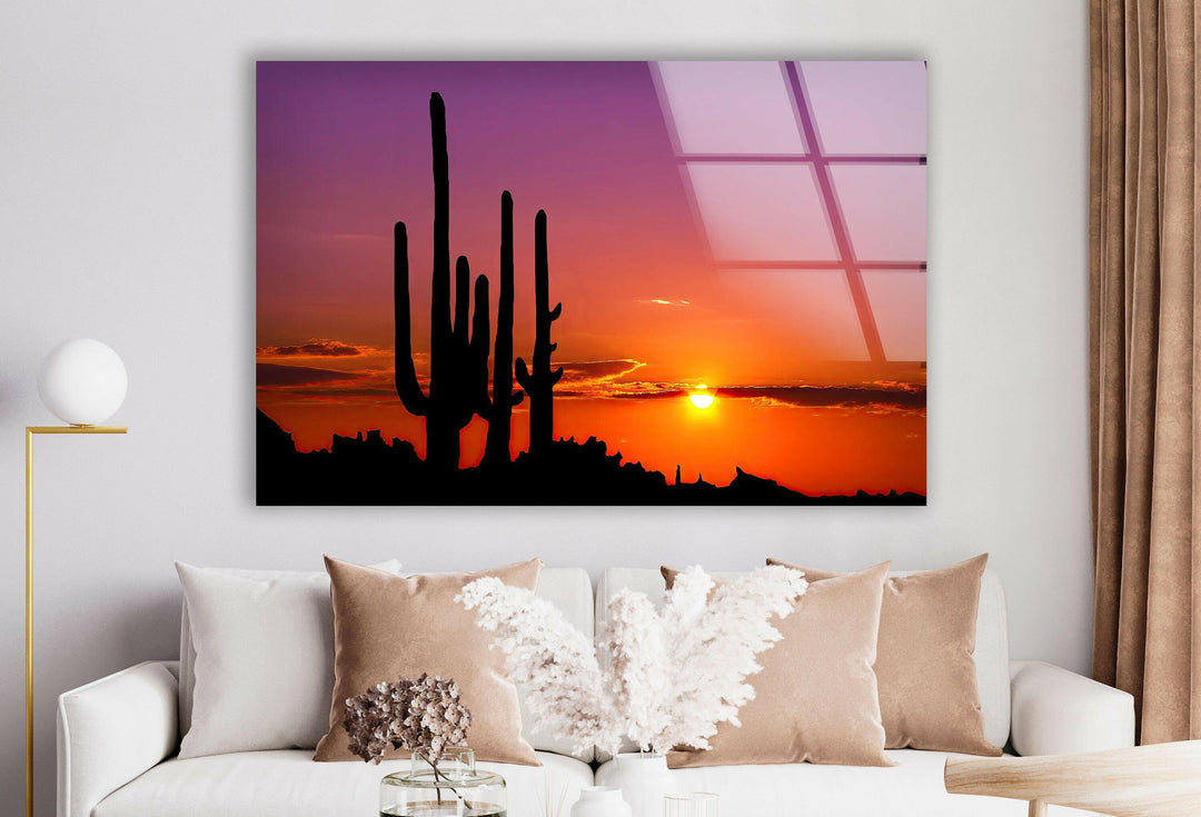 Sonoran Desert Phoenix Arizona Glass Wall Art, print picture on glass, Tempered Glass Wall Art