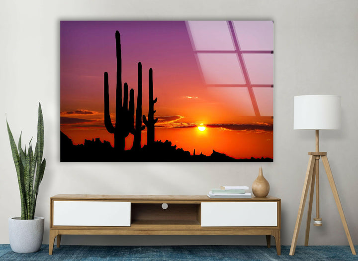 Sonoran Desert Phoenix Arizona Glass Wall Art, glass wall decor, glass wall art decor
