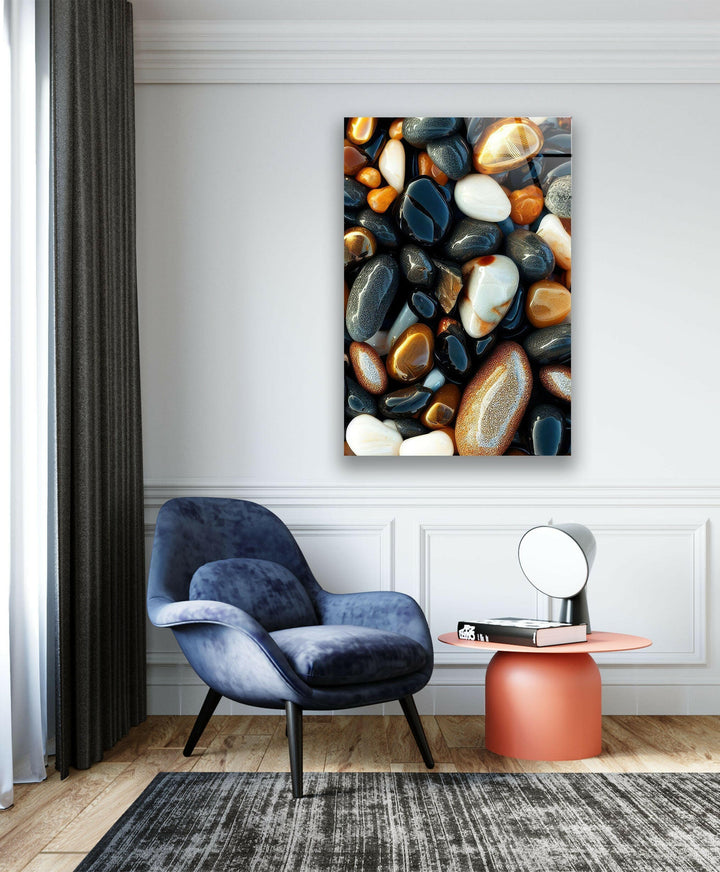 Sea Stones Glass Wall Art photo print on glass, prints on glass wall art