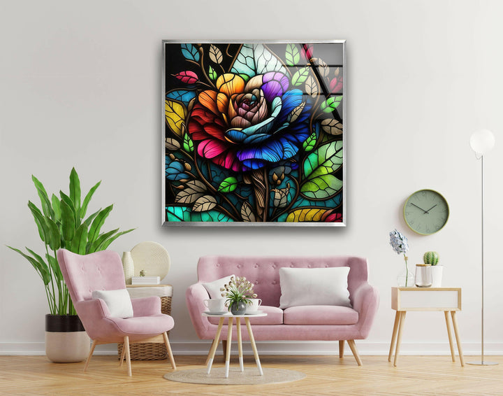 Flower Design Stained Glass Wall Art glass pictures for Wall, glass prints wall art