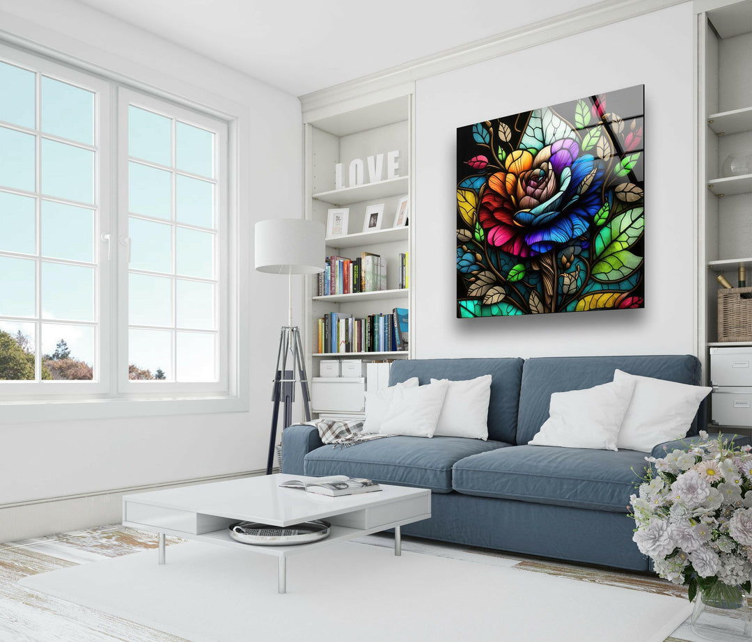 Flower Design Stained Glass Wall Art picture on glass wall art, photos printed on glass