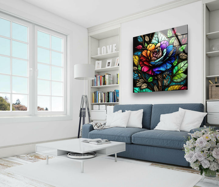 Flower Design Stained Glass Wall Art picture on glass wall art, photos printed on glass