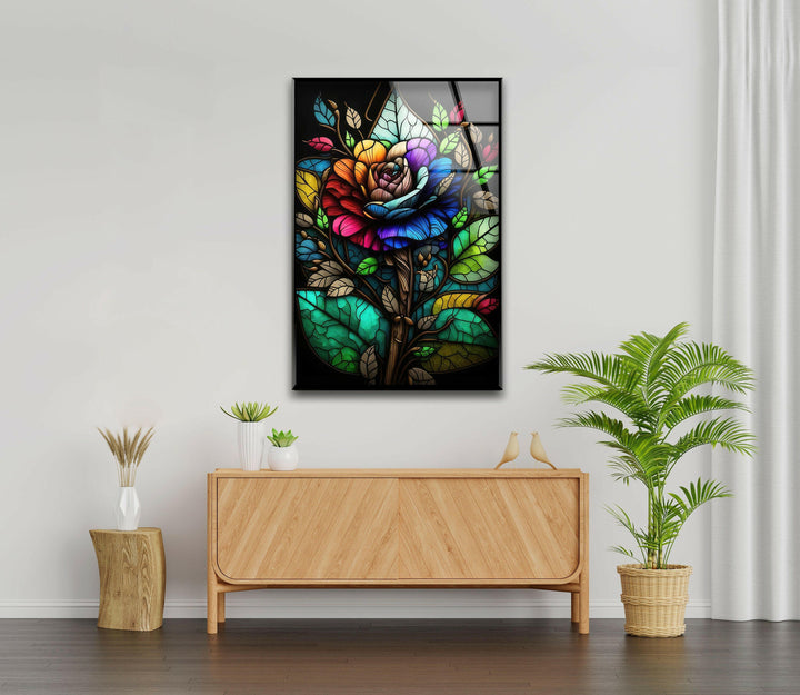 Flower Design Stained Glass Wall Art glass image printing, glass prints from photos