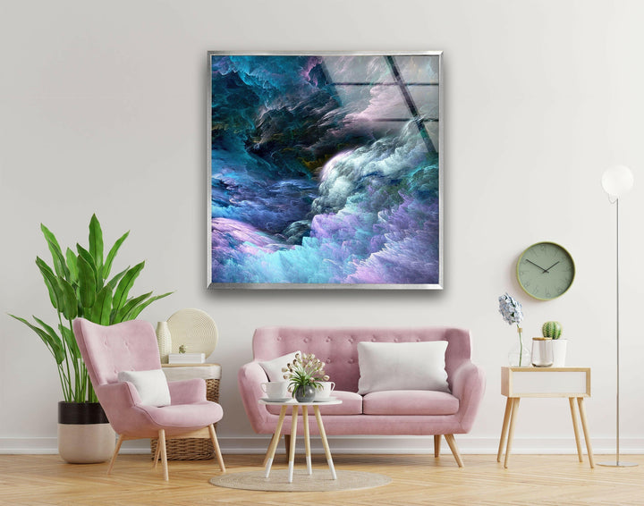 Purple Clouds Abstract Glass Wall Art photo print on glass, prints on glass wall art
