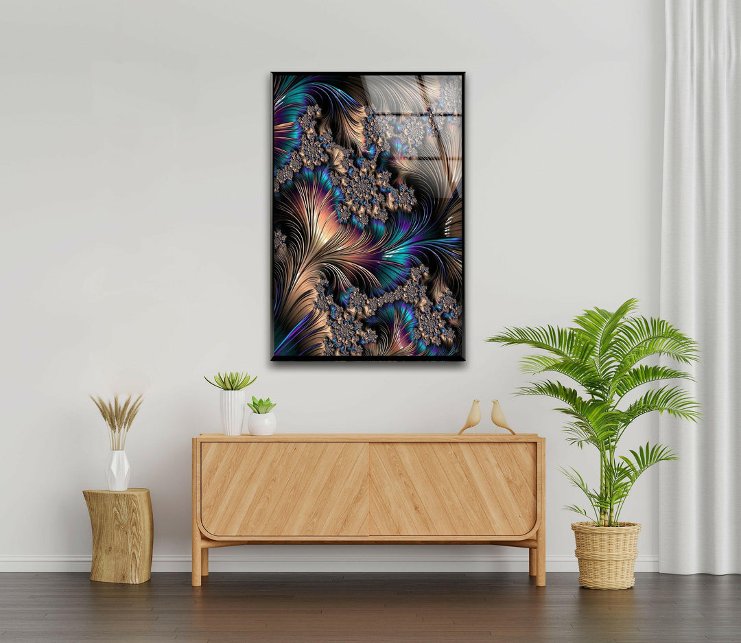 Copper Abstract Fractal Glass Wall Art custom glass pictures, glass art prints
