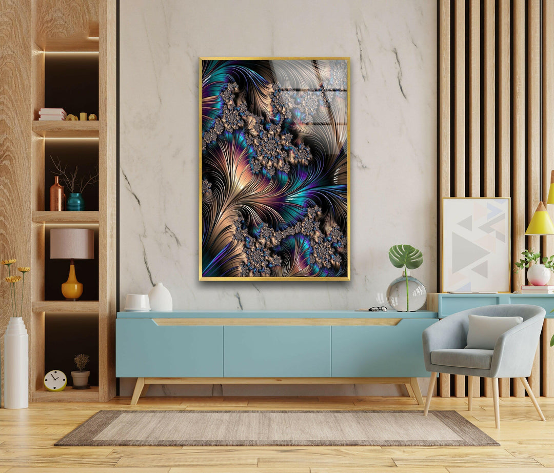 Copper Abstract Fractal Glass Wall Art glass image printing, glass prints from photos
