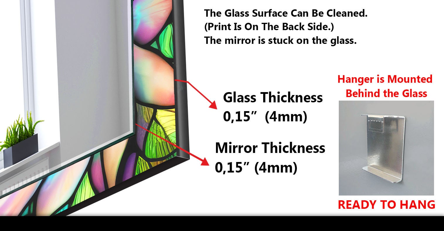 Stained Tempered Glass Wall Mirror