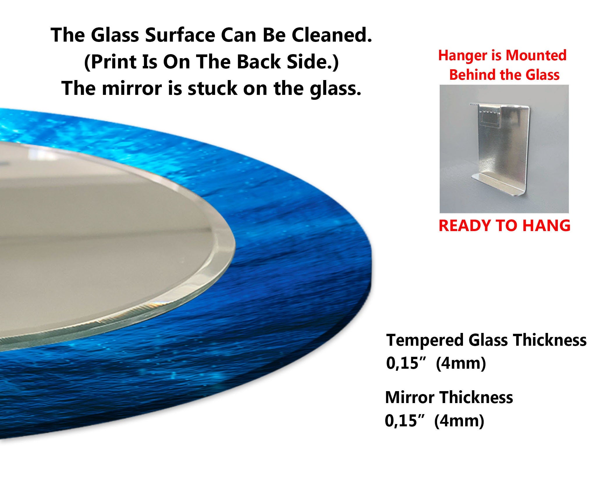 Abstract Tempered Glass Wall Mirror