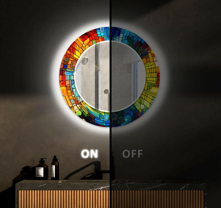 Colorful Mosaic Stones Wall Mirror Entryway Mirror
