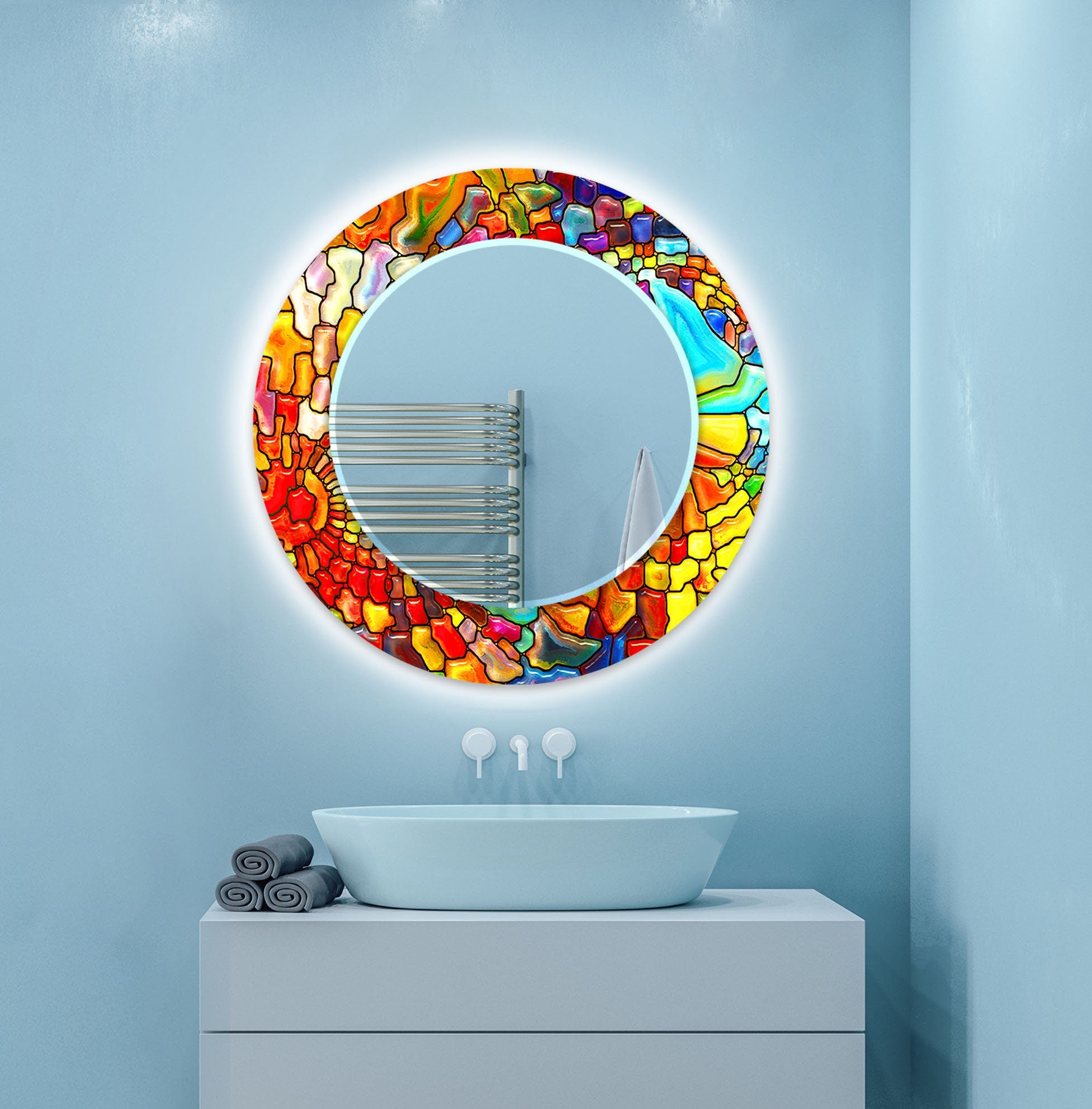 Stained Tempered Glass Wall Mirror