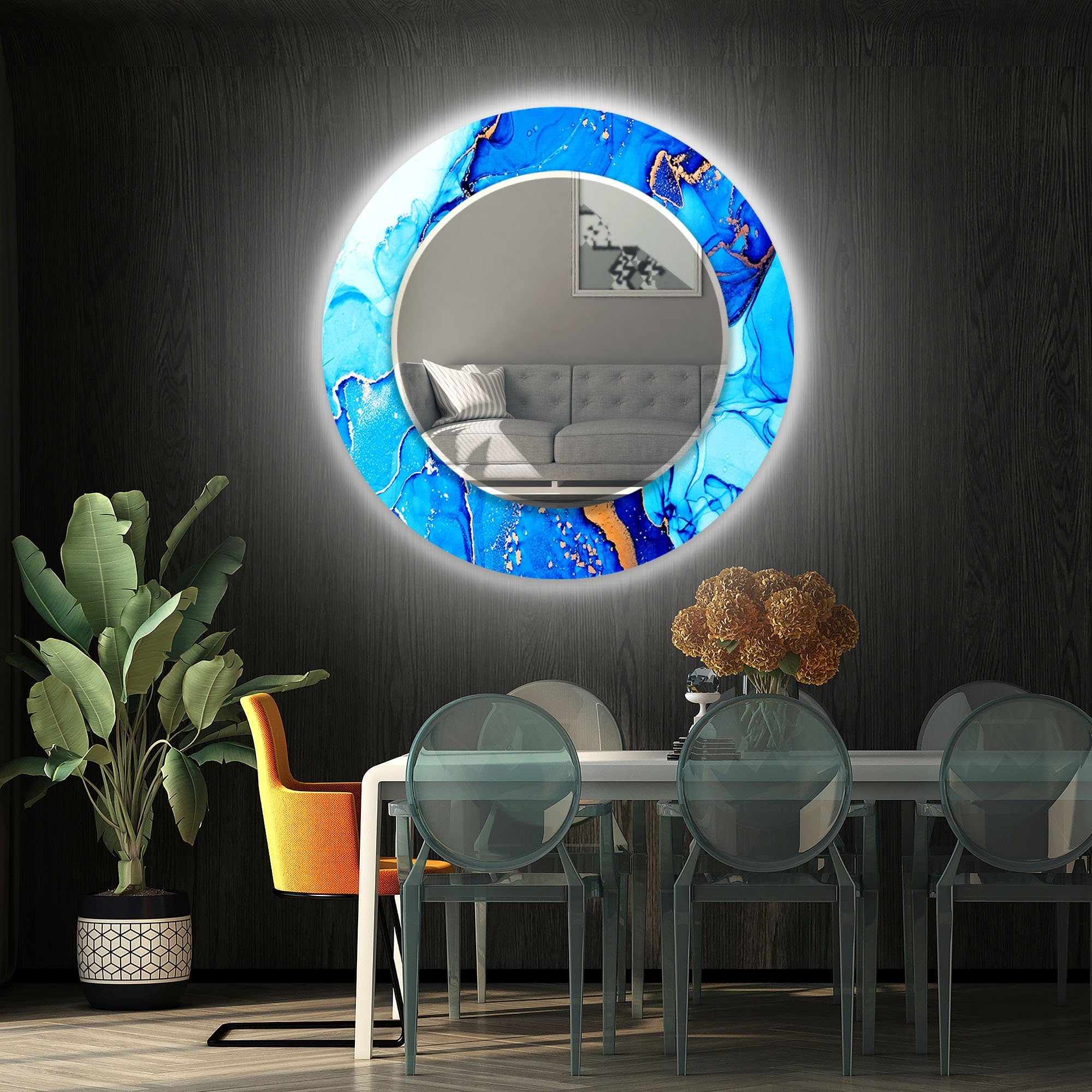 Stained Tempered Glass Wall Mirror