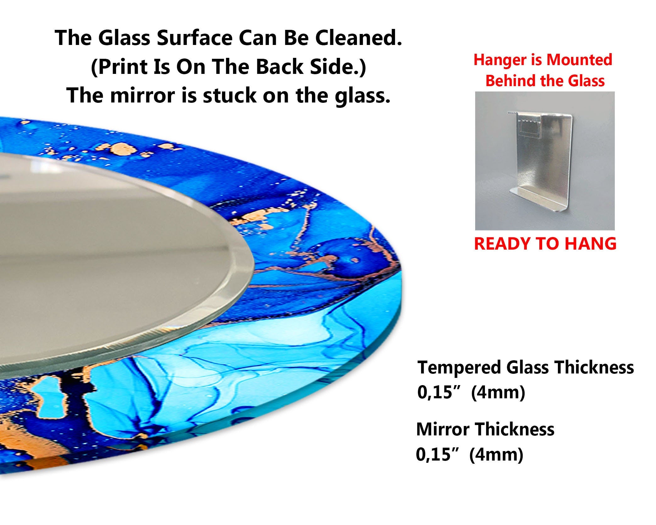 Stained Tempered Glass Wall Mirror