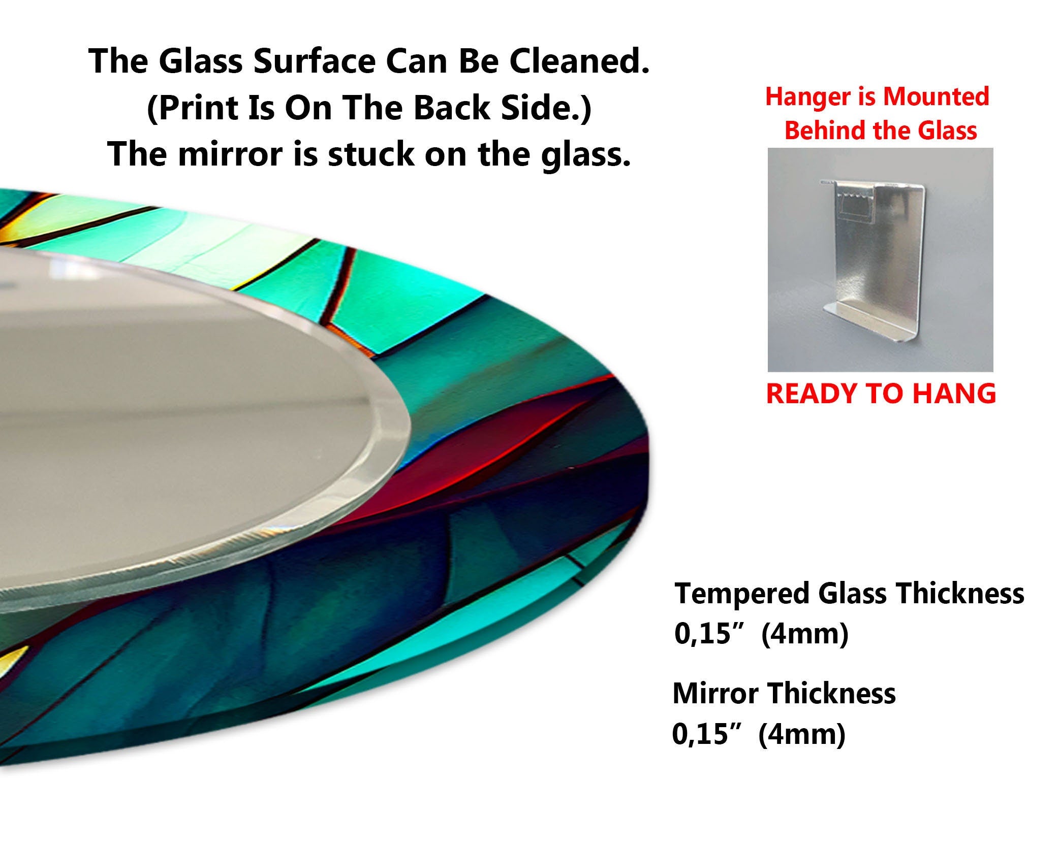 Stained Tempered Glass Wall Mirror