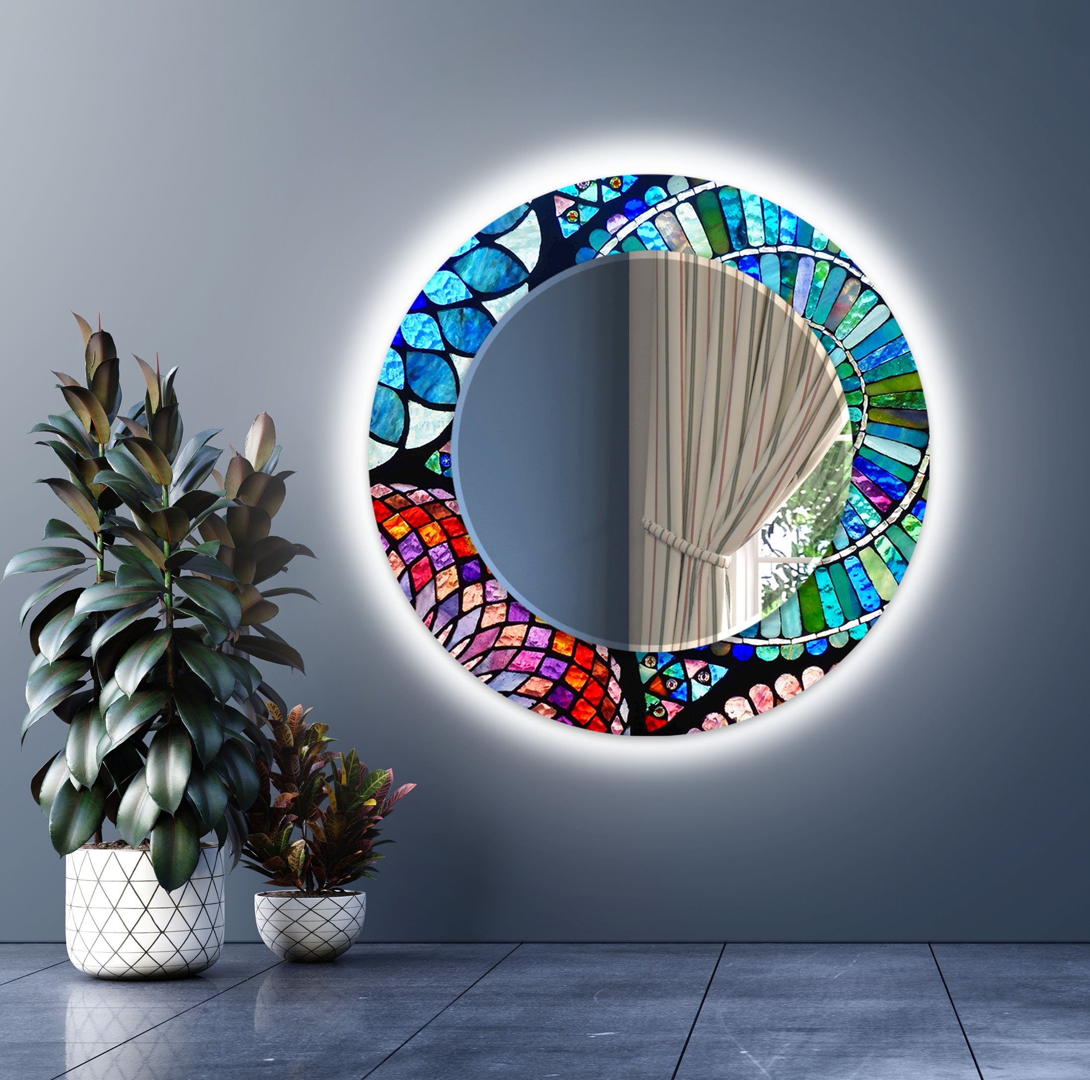Mosaic Tempered Glass Wall Mirror