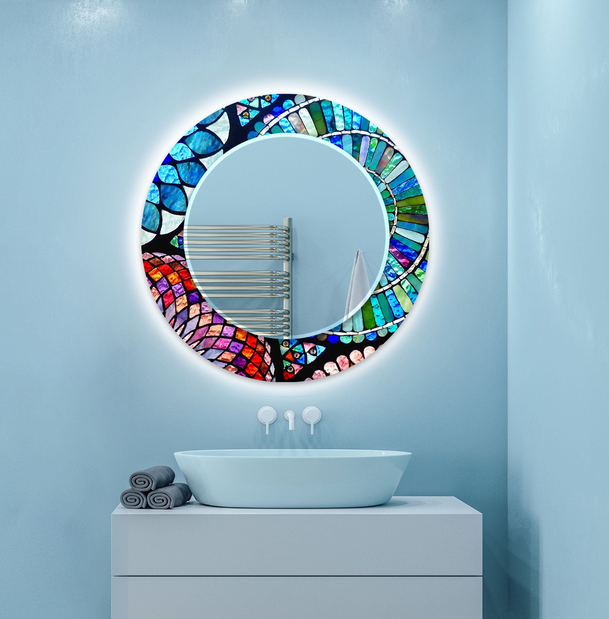 Mosaic Tempered Glass Wall Mirror