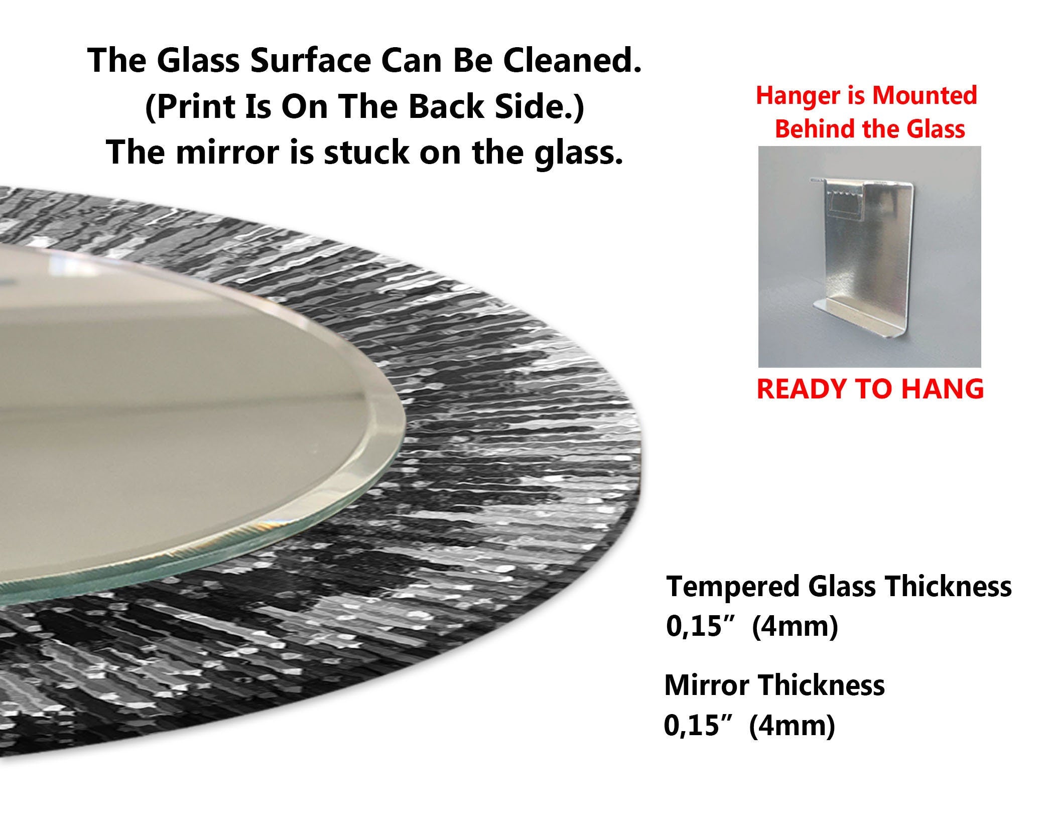 Abstract Tempered Glass Wall Mirror