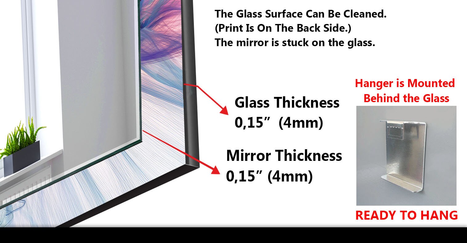 Abstract Tempered Glass Wall Mirror