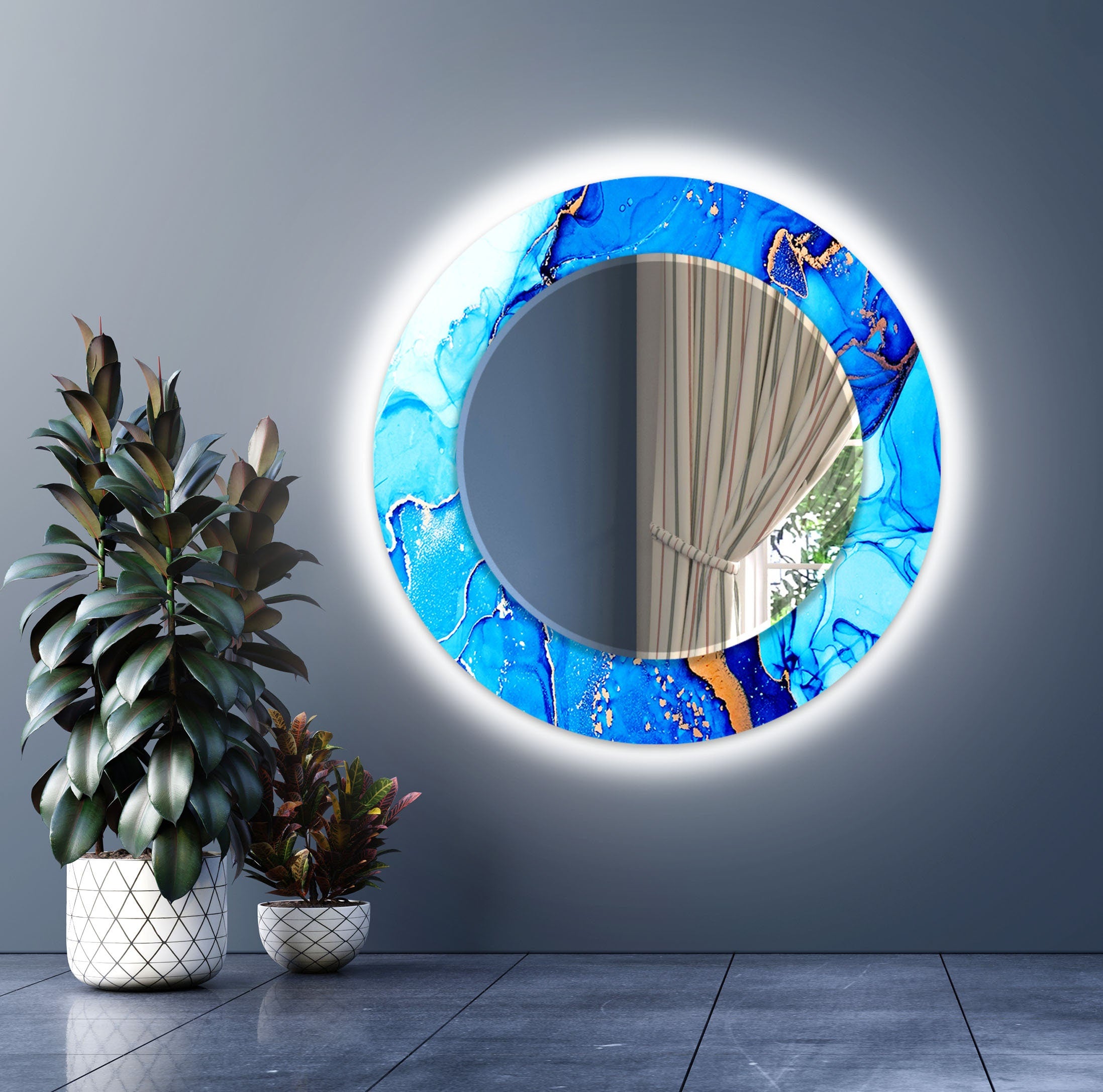 Stained Tempered Glass Wall Mirror