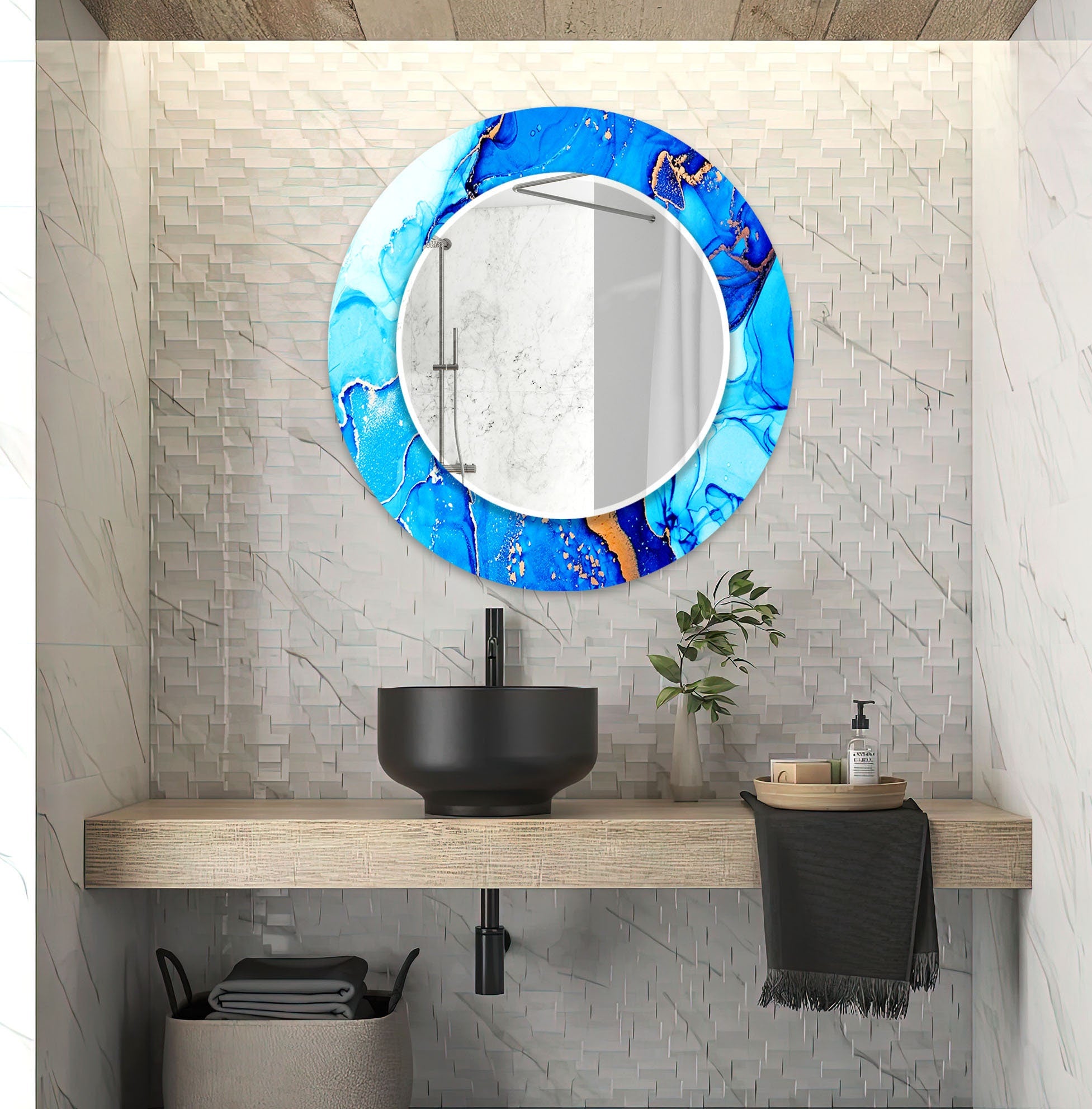 Stained Tempered Glass Wall Mirror